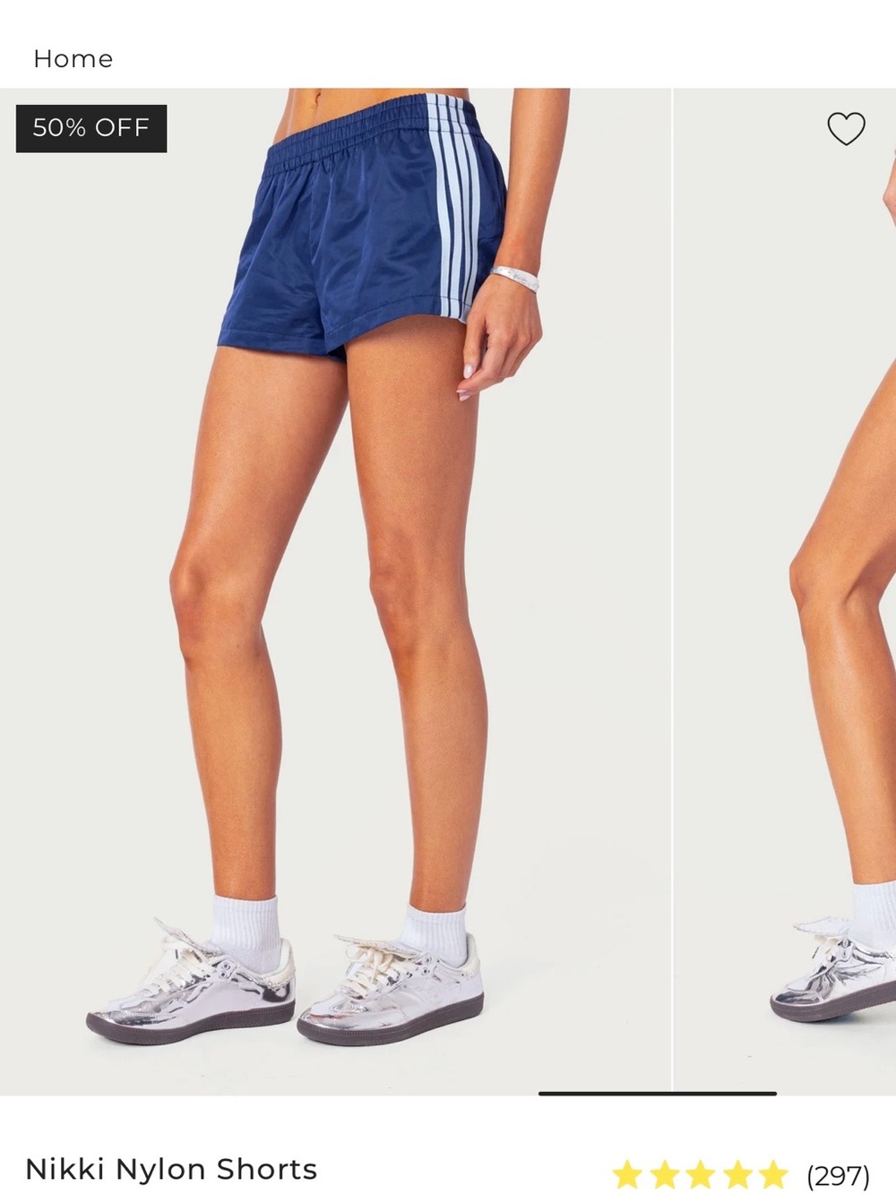 Edikted Navy Athletic Shorts with White Side Stripes